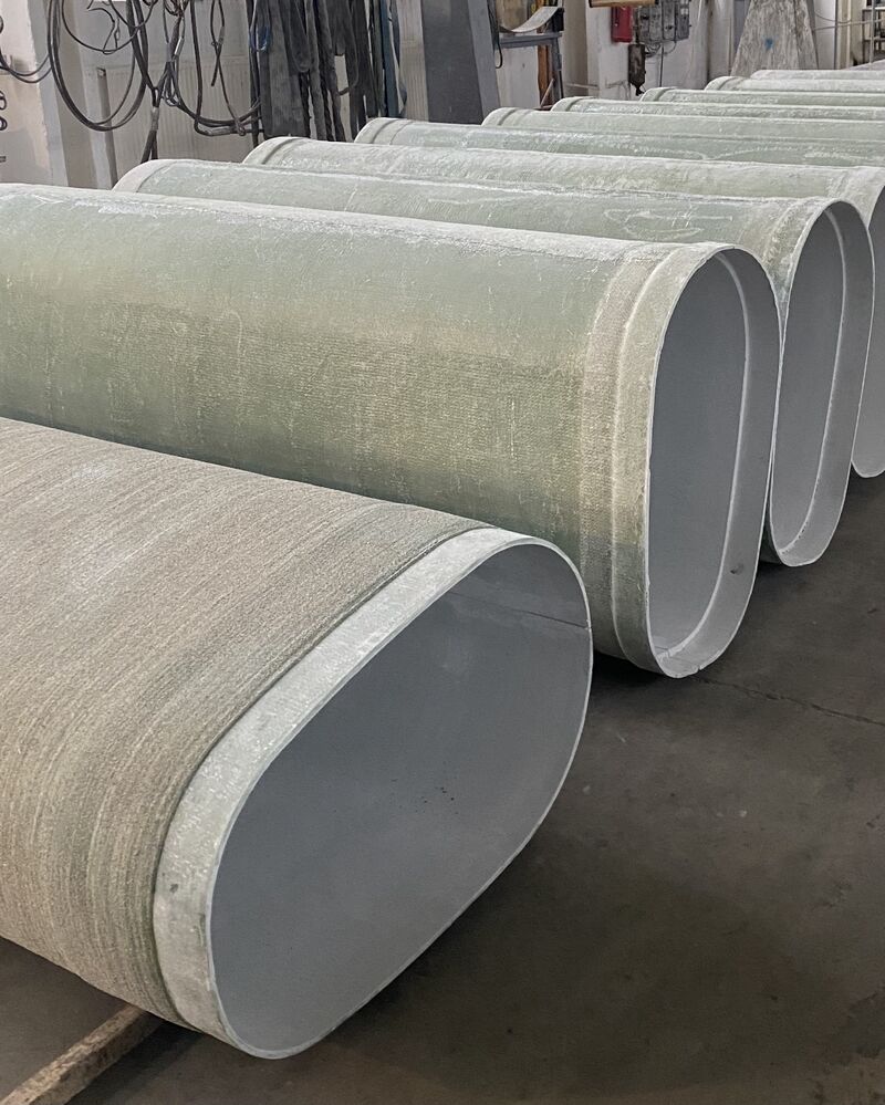 Budaplast GRP non-circular pipe, factory storage